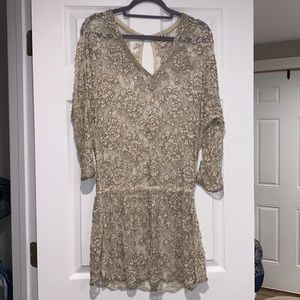 Haute Hippie Fully Beaded Lace Pattern Mini Dress 👗Size S 🤩 MC